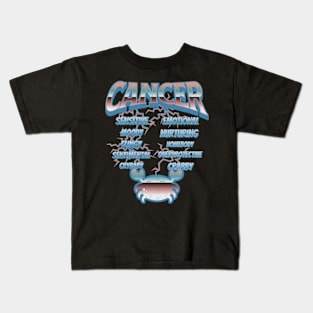 Cancer Retro 90s Band Zodiac Birthday Traits Lightning Kids T-Shirt